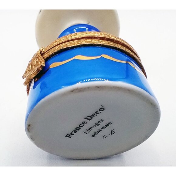 Vintage Limoges Trinket Box Table Lamp Sailboat Porcelain 90s France Signed Flaw - Picture 12 of 16